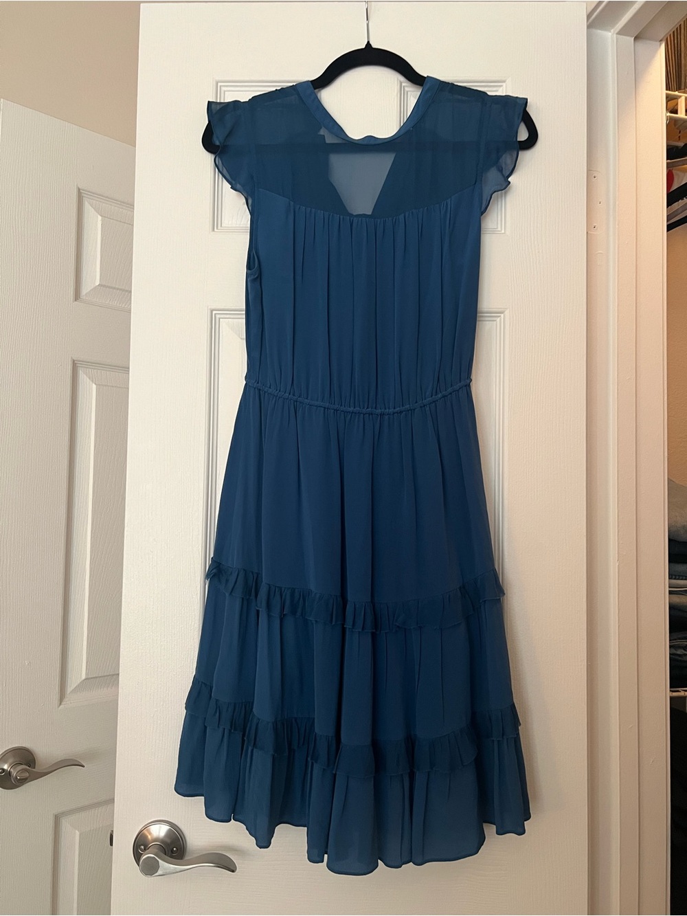 Vintage Blue Ruffle Tiered Midi Dress - Unbranded - Picture 2 of 3
